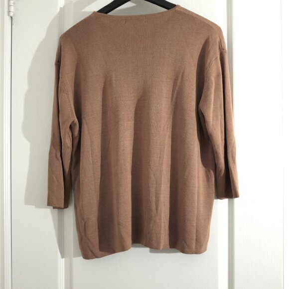 City Trend camel three quarter sleeves embroidered cotton blend cardigan 1x - Picture 2 of 8